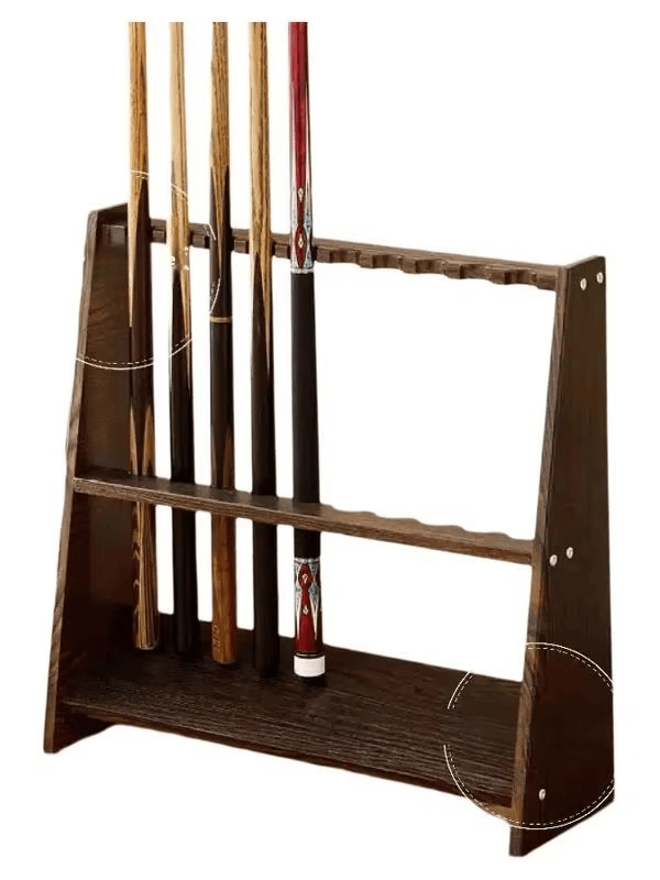 Floor-standing multifunction billiard cue rack with ten storage slots