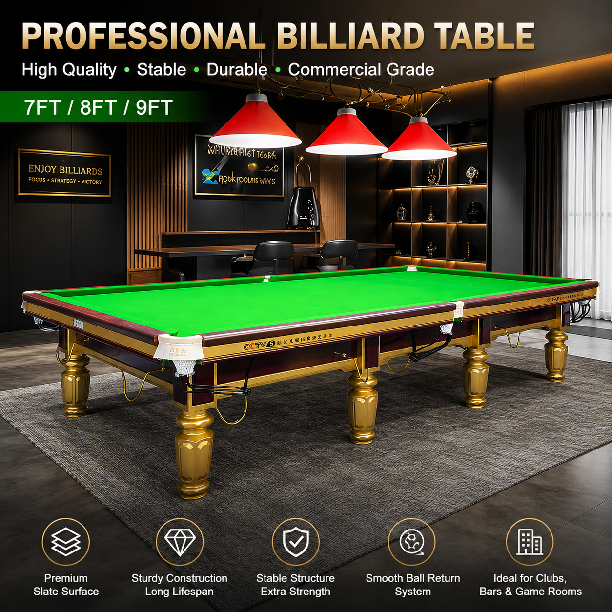 Full-size and smaller snooker table guide