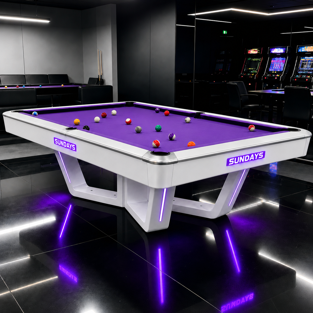 Sundays steel frame LED pool table